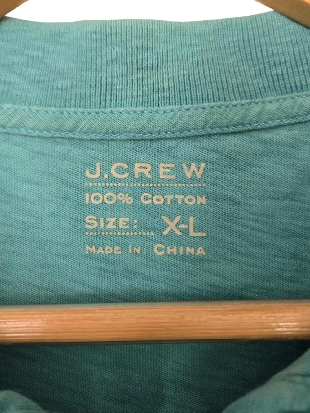 J.Crew Polo Shirt XL Teal Green 100% Cotton Classic Preppy Casual Short Sleeve